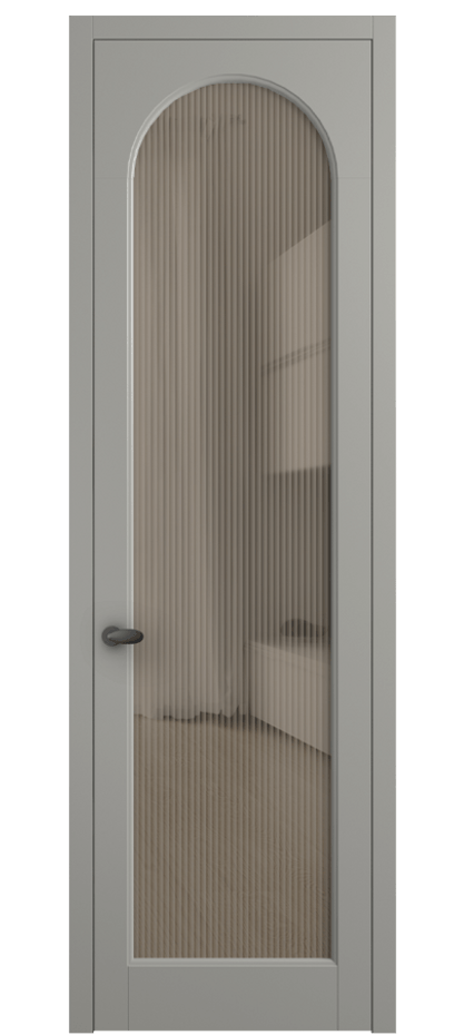 Межкомнатная дверь Palazzo 6804 Матовый нейтральный серый Рифлёное бронзовое стекло "Moru", триплекс Цена 105029 ₽ | Volhovec