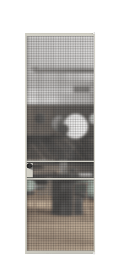 Алюминиевая дверь АЛПЛ040.02 Алюминий тёплый серый Декоративное стекло с сеткой "Mesh silver", триплекс Цена 130370  | Volhovec