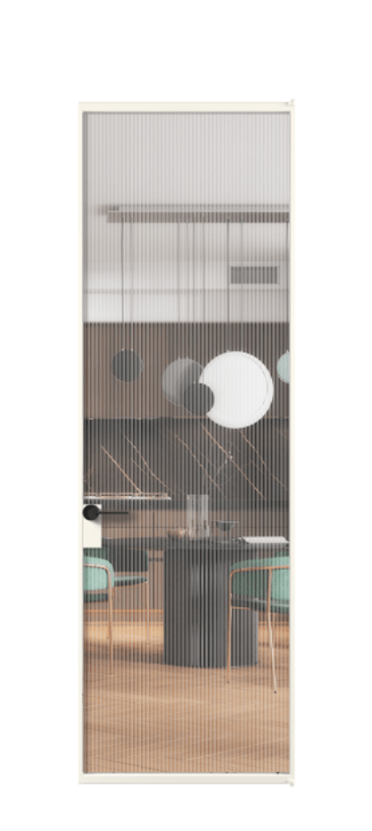 Алюминиевая дверь АЛПЛ040.01 Алюминий пудровый белый Рифлёное стекло "Moru", триплекс Цена 125570  | Volhovec