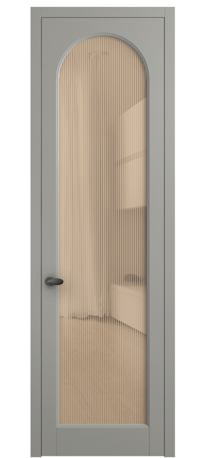Межкомнатная дверь Palazzo 6804 Матовый нейтральный серый Рифлёное оранжевое стекло "Дюна", триплекс Цена 103029 ₽ | Volhovec