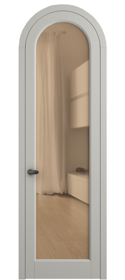 Межкомнатная дверь Palazzo 6814 Матовый тёплый серый Прозрачное оранжевое стекло, триплекс Цена 125159 ₽ | Volhovec