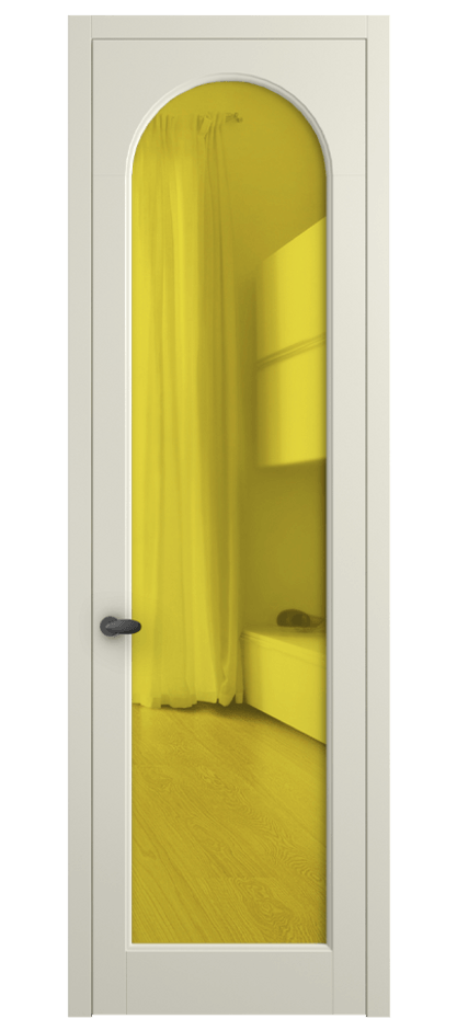 Межкомнатная дверь Palazzo 6804 Матовый молочно-белый Прозрачное жёлтое стекло, триплекс Цена 97029 ₽ | Volhovec