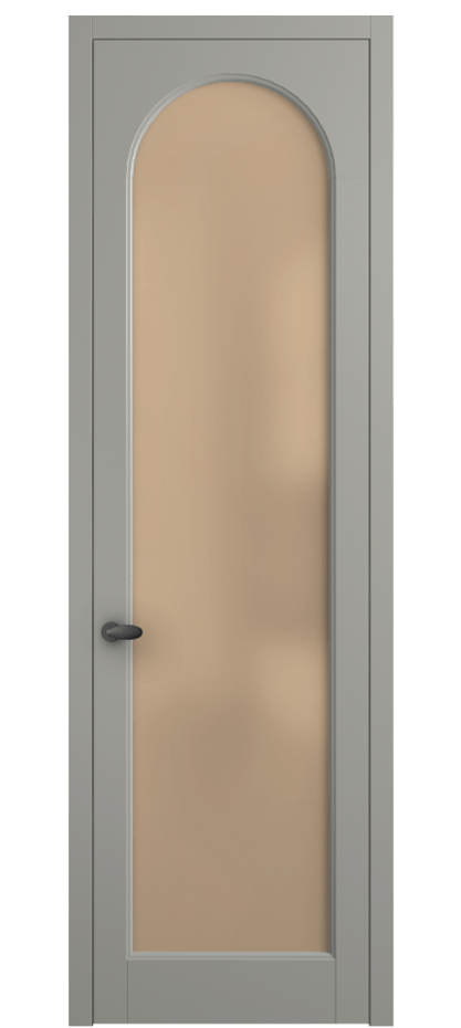 Межкомнатная дверь Palazzo 6804 Матовый нейтральный серый Сатинированное оранжевое стекло, триплекс Цена 97029 ₽ | Volhovec