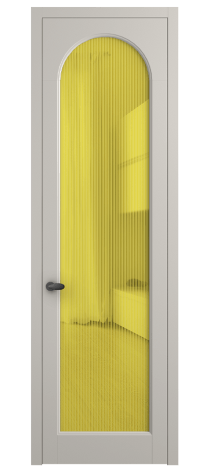 Межкомнатная дверь Palazzo 6804 Матовый облачно-серый Рифлёное жёлтое стекло "Moru", триплекс Цена 105029 ₽ | Volhovec