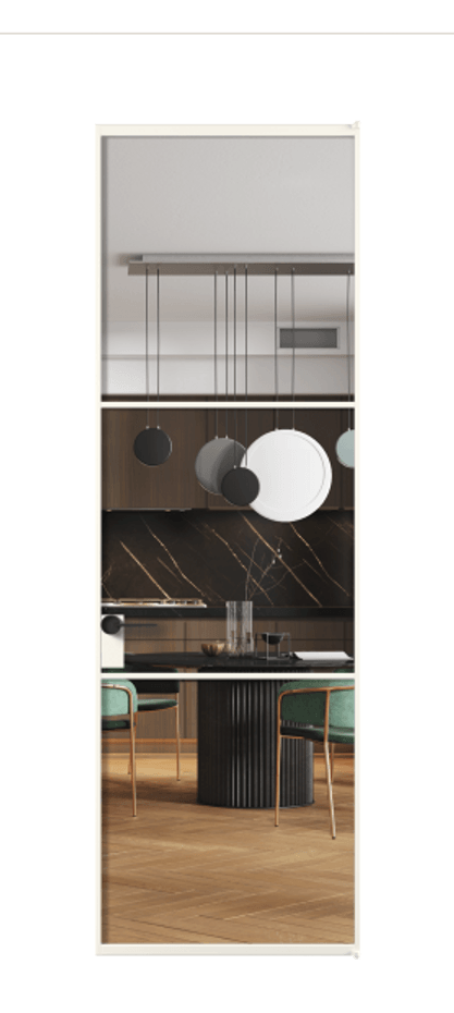 Алюминиевая дверь АЛПЛ040.03 Алюминий пудровый белый Прозрачное стекло "Crystal Vision", калёное, 6 мм Цена 117452  | Volhovec