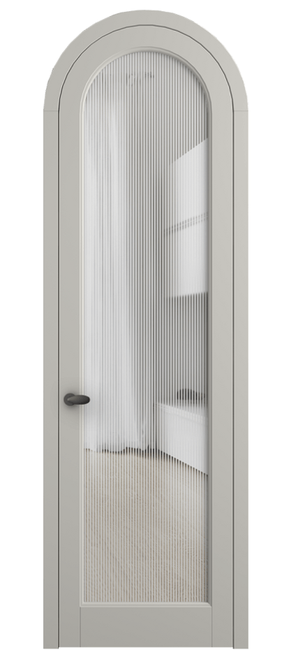 Межкомнатная дверь Palazzo 6814 Матовый тёплый серый Рифлёное стекло "Дюна", триплекс Цена 131159 ₽ | Volhovec