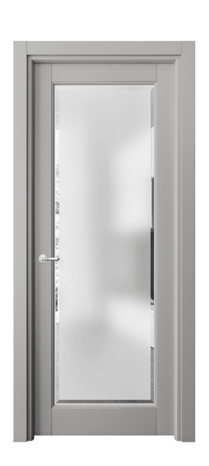 Межкомнатная дверь Toscana Elegante 6300 Бук нейтральный серый Сатинированное стекло с фацетом Цена 72879 ₽ | Volhovec