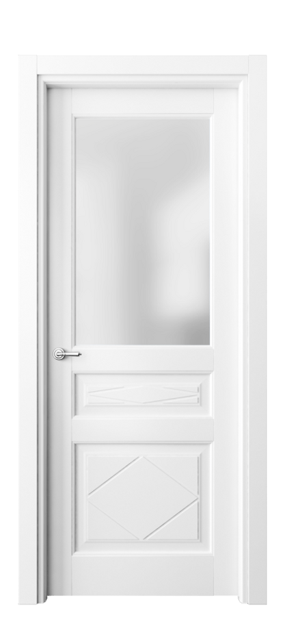 Межкомнатная дверь Тоскана Ромбо 6344 Матовый белоснежный Сатинированное стекло Цена 98899 ₽ | Volhovec
