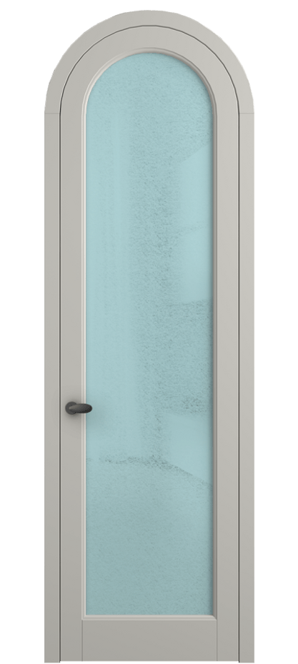 Межкомнатная дверь Palazzo 6814 Матовый тёплый серый Фактурное голубое стекло "Лёд", триплекс Цена 131159 ₽ | Volhovec
