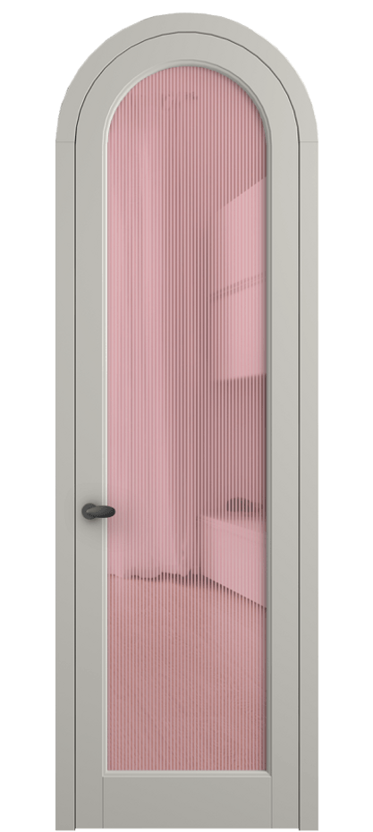 Межкомнатная дверь Palazzo 6814 Матовый тёплый серый Рифлёное розовое стекло "Дюна", триплекс Цена 131159 ₽ | Volhovec
