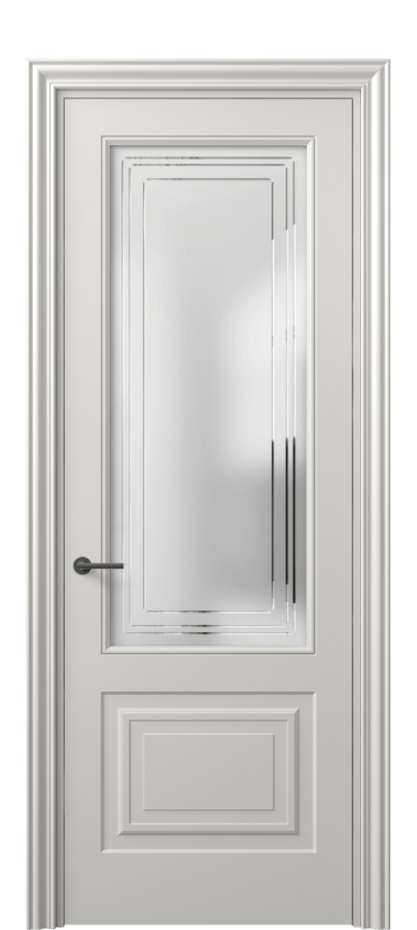 Межкомнатная дверь Mascot 8452 Матовый серый Сатинированное стекло с гравировкой "Грани", триплекс, 7 мм Цена 77599 ₽ | Volhovec