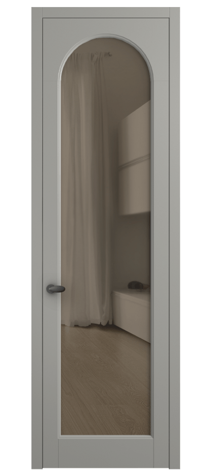 Межкомнатная дверь Palazzo 6804 Матовый нейтральный серый Прозрачное бронзовое стекло, триплекс Цена 97029 ₽ | Volhovec