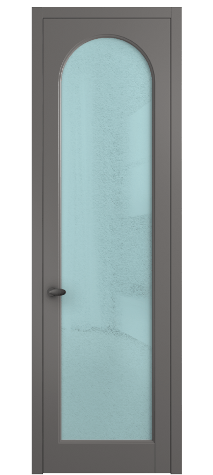 Межкомнатная дверь Palazzo 6804 Матовый классический серый Фактурное голубое стекло "Лёд", триплекс Цена 103029 ₽ | Volhovec