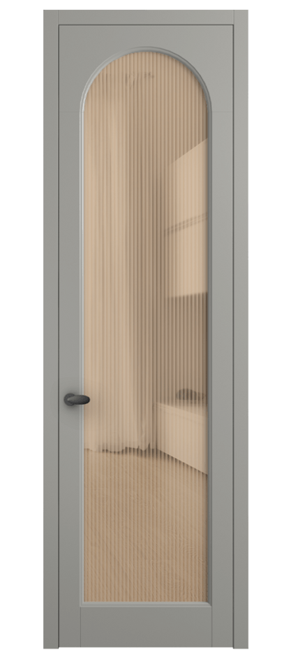 Межкомнатная дверь Palazzo 6804 Матовый нейтральный серый Рифлёное оранжевое стекло "Moru", триплекс Цена 105029 ₽ | Volhovec