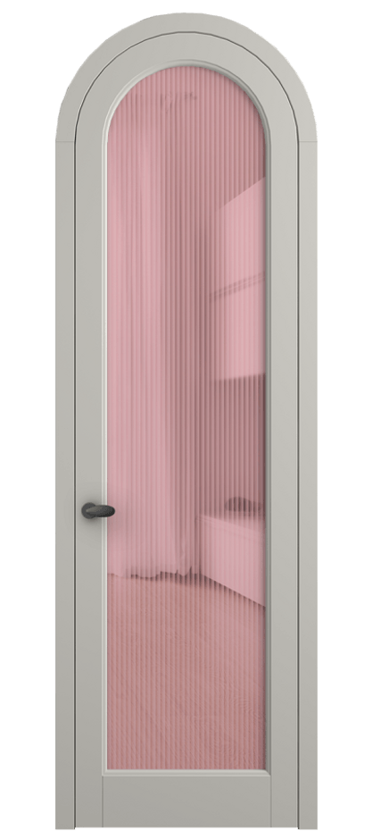 Межкомнатная дверь Palazzo 6814 Матовый тёплый серый Рифлёное розовое стекло "Moru", триплекс Цена 133159 ₽ | Volhovec