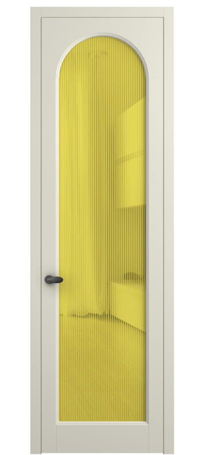 Межкомнатная дверь Palazzo 6804 Матовый молочно-белый Рифлёное желтое стекло "Дюна", триплекс Цена 103029 ₽ | Volhovec