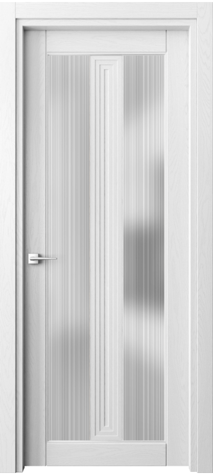 Межкомнатная дверь Эго 6122 Дуб белоснежный Сатинированное стекло "Дождь" Цена 121399 ₽ | Volhovec