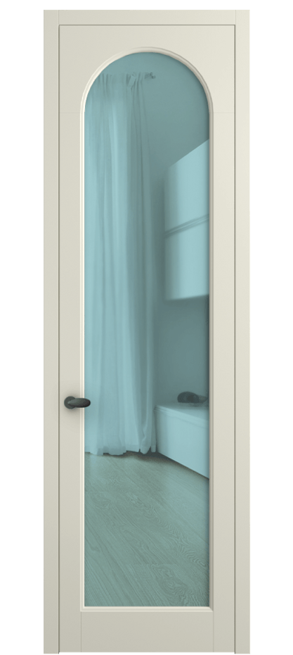 Межкомнатная дверь Palazzo 6804 Матовый молочно-белый Прозрачное голубое стекло, триплекс Цена 97029 ₽ | Volhovec