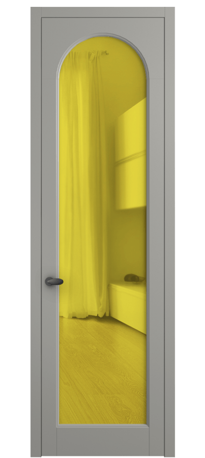 Межкомнатная дверь Palazzo 6804 Матовый нейтральный серый Прозрачное жёлтое стекло, триплекс Цена 97029 ₽ | Volhovec