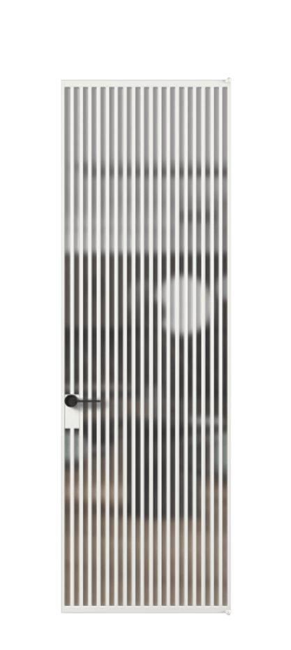 Алюминиевая дверь АЛПЛ040.06 Алюминий белоснежный Сатинированное стекло "Matelux Crystal Vision", калёное, матовое, каленое 6 мм Цена 256180  | Volhovec