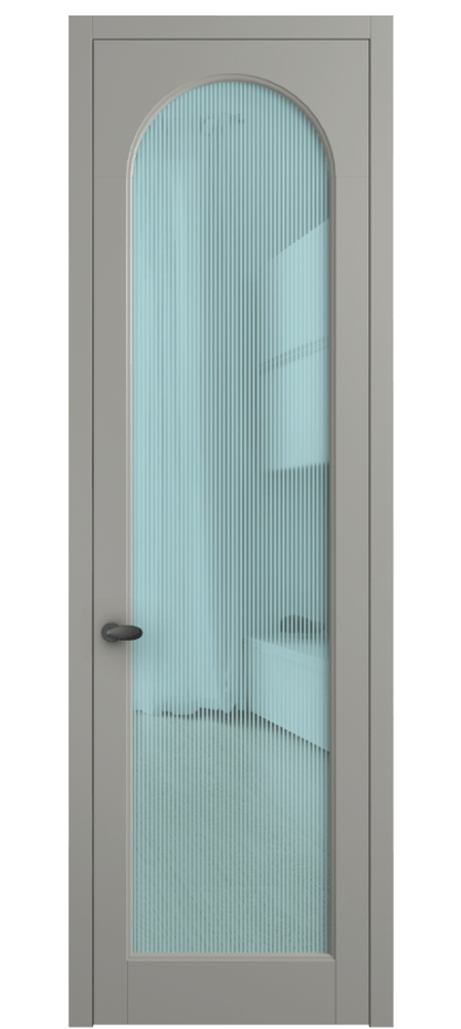 Межкомнатная дверь Palazzo 6804 Матовый нейтральный серый Рифлёное голубое стекло "Дюна", триплекс Цена 103029 ₽ | Volhovec