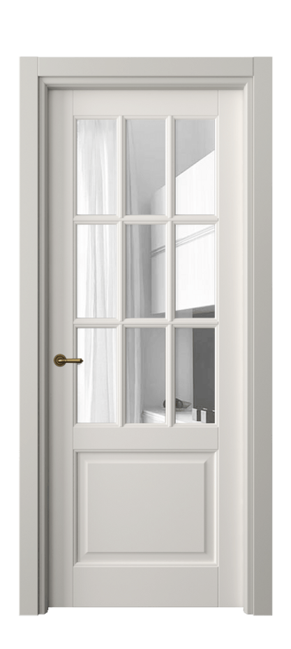 Межкомнатная дверь Toscana Grigliato 6312 Бук пудровый белый Прозрачное стекло Цена 114199 ₽ | Volhovec