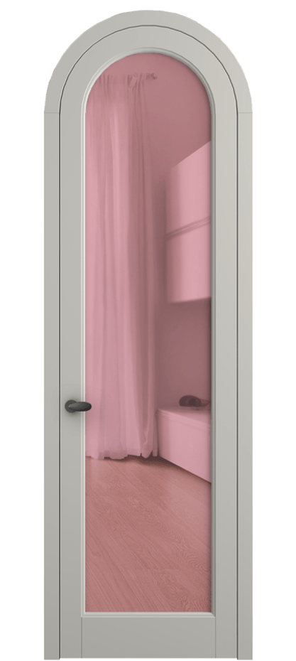 Межкомнатная дверь Palazzo 6814 Матовый тёплый серый Прозрачное розовое стекло, триплекс Цена 125159 ₽ | Volhovec