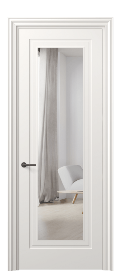 Межкомнатная дверь Mascot 8403 Матовый пудровый белый Двустороннее зеркало, триплекс Цена 58479 ₽ | Volhovec