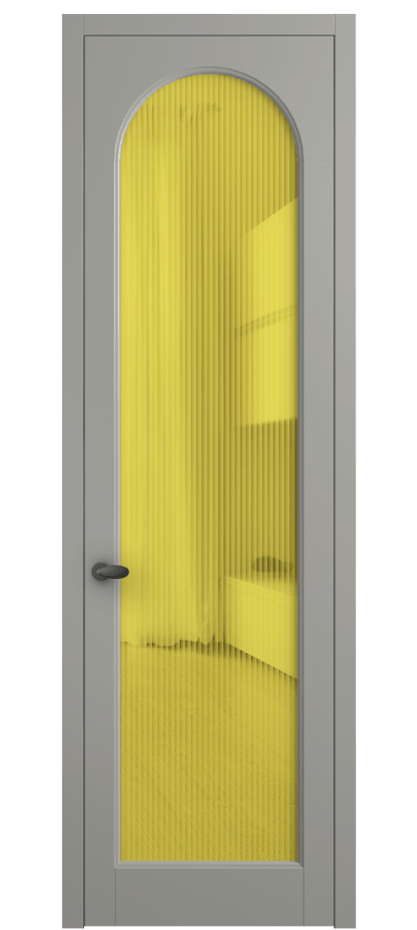 Межкомнатная дверь Palazzo 6804 Матовый нейтральный серый Рифлёное жёлтое стекло "Moru", триплекс Цена 105029 ₽ | Volhovec