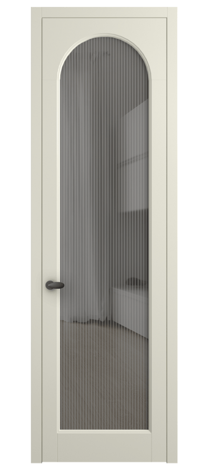Межкомнатная дверь Palazzo 6804 Матовый молочно-белый Рифлёное серое стекло "Moru", триплекс Цена 105029 ₽ | Volhovec