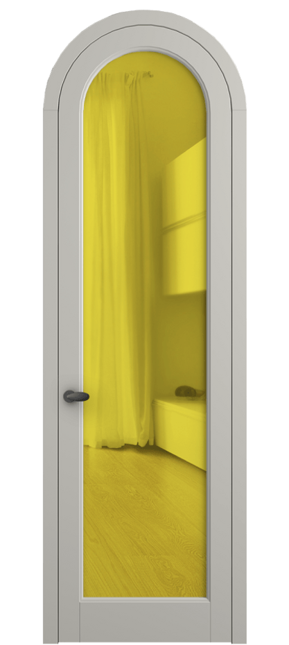 Межкомнатная дверь Palazzo 6814 Матовый тёплый серый Прозрачное жёлтое стекло, триплекс Цена 125159 ₽ | Volhovec