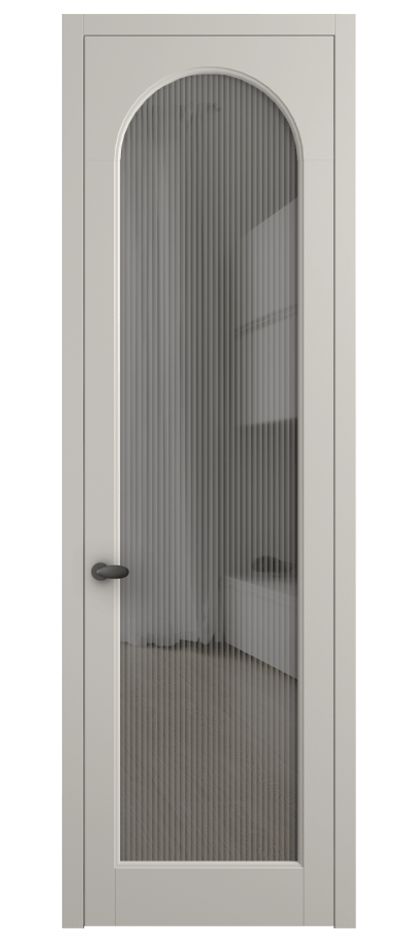 Межкомнатная дверь Palazzo 6804 Матовый облачно-серый Рифлёное серое стекло "Moru", триплекс Цена 105029 ₽ | Volhovec