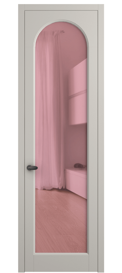 Межкомнатная дверь Palazzo 6804 Матовый облачно-серый Прозрачное розовое стекло, триплекс Цена 97029 ₽ | Volhovec