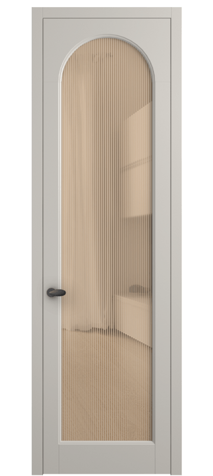 Межкомнатная дверь Palazzo 6804 Матовый облачно-серый Рифлёное оранжевое стекло "Дюна", триплекс Цена 103029 ₽ | Volhovec