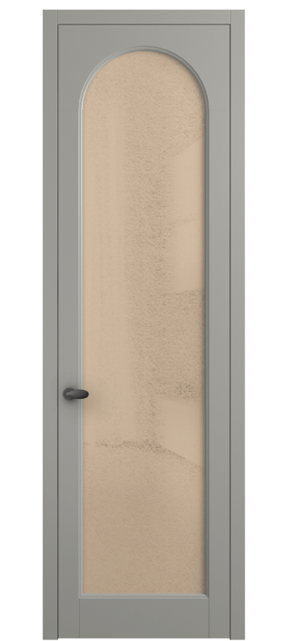 Межкомнатная дверь Palazzo 6804 Матовый нейтральный серый Фактурное оранжевое стекло "Лёд", триплекс Цена 103029 ₽ | Volhovec