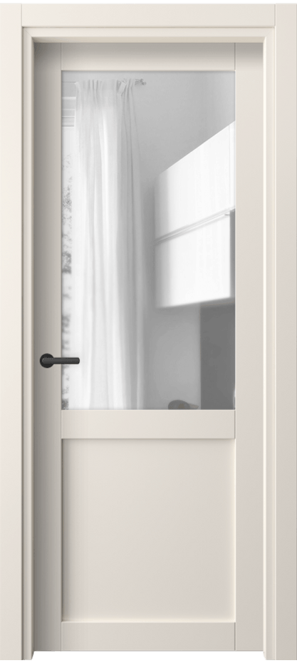 Межкомнатная дверь Нео 2122 ПЭТ кремово-белый Прозрачное стекло, триплекс Цена 25749 ₽ | Volhovec