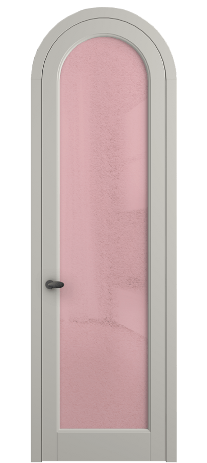 Межкомнатная дверь Palazzo 6814 Матовый тёплый серый Фактурное розовое стекло "Лёд", триплекс Цена 131159 ₽ | Volhovec