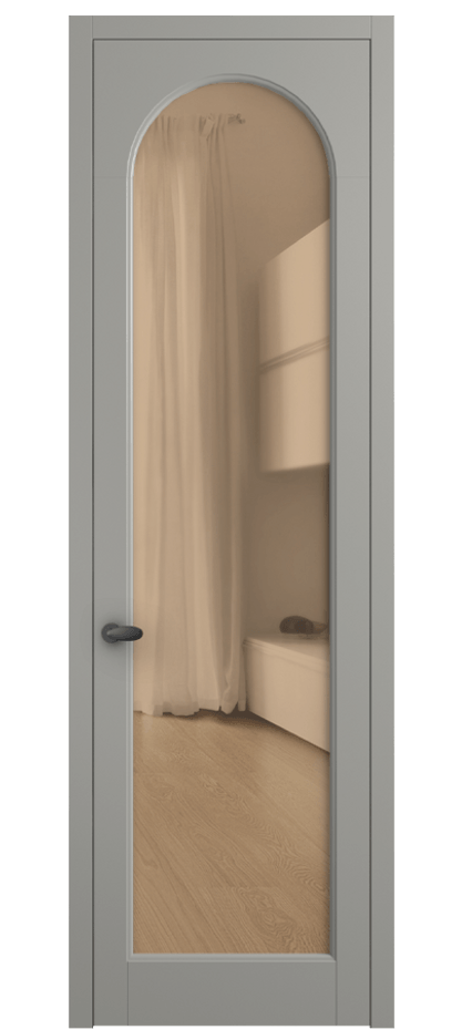 Межкомнатная дверь Palazzo 6804 Матовый нейтральный серый Прозрачное оранжевое стекло, триплекс Цена 97029 ₽ | Volhovec