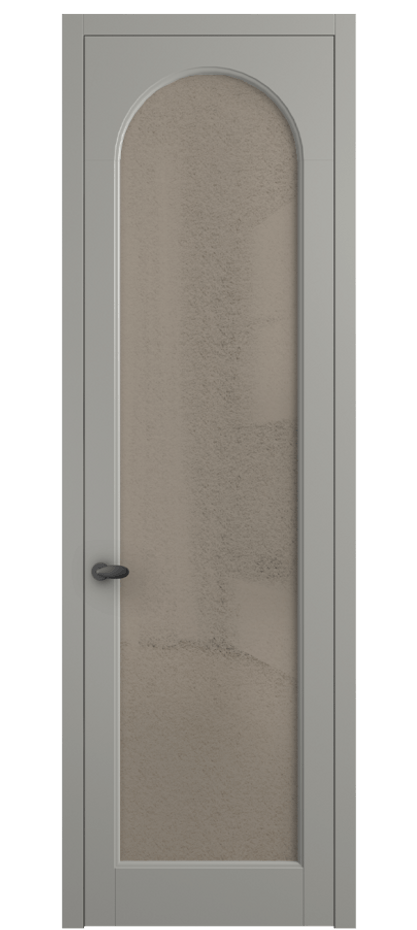 Межкомнатная дверь Palazzo 6804 Матовый нейтральный серый Фактурное бронзовое стекло "Лёд", триплекс Цена 103029 ₽ | Volhovec