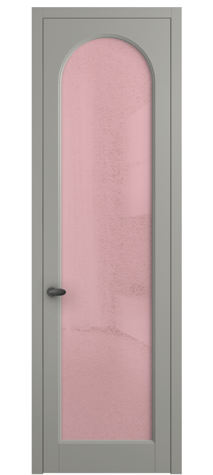 Межкомнатная дверь Palazzo 6804 Матовый нейтральный серый Фактурное розовое стекло "Лёд", триплекс Цена 103029 ₽ | Volhovec
