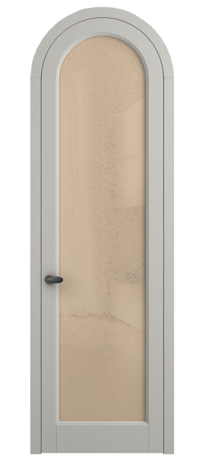 Межкомнатная дверь Palazzo 6814 Матовый тёплый серый Фактурное оранжевое стекло "Лёд", триплекс Цена 131159 ₽ | Volhovec