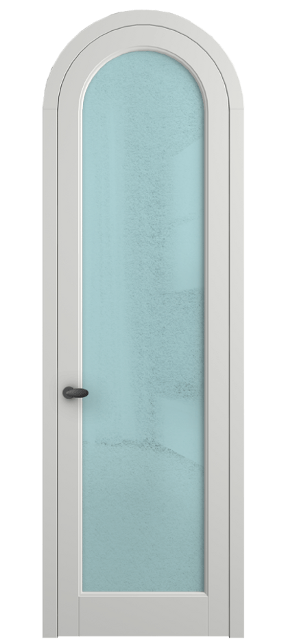 Межкомнатная дверь Palazzo 6814 Матовый светло-серый Фактурное голубое стекло "Лёд", триплекс Цена 131159 ₽ | Volhovec