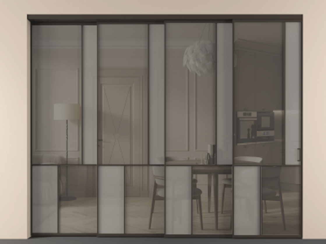 Перегородка Mosaic внутри проёма телескопик синхро 3 АЛПР 041.21 Алюминий антрацит Сатинированное серое стекло, триплекс, 6 мм + Прозрачное серое стекло, триплекс, 6 мм.  Цена 554180 ₽ . Фабрика дверей Волховец 8 (800) 551 43 19  Перегородка Mosaic внутри проёма телескопик синхро 3 АЛПР 041.21 Алюминий антрацит Сатинированное серое стекло, триплекс, 6 мм + Прозрачное серое стекло, триплекс, 6 мм Цена 554180 ₽ | Volhovec