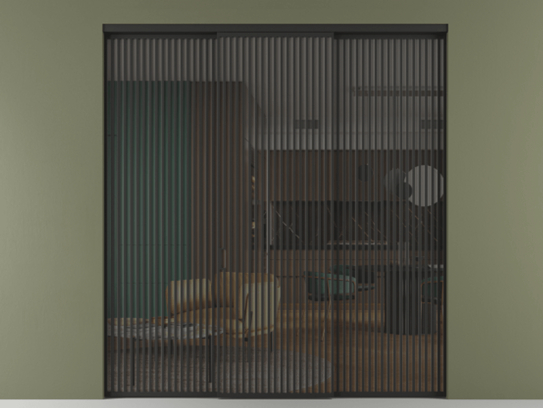 Перегородка Формато внутри проёма 3 створки АЛПР 040.06 Алюминий Черный Прозрачное серое стекло, триплекс Цена 437900 ₽ | Volhovec