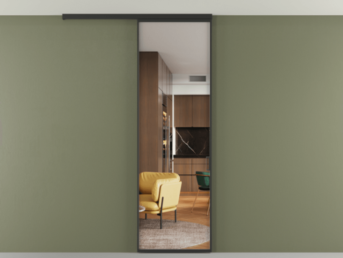 Перегородка Formato вдоль стены на потолок одностворчатая #VENDORCODE# #FURNISH# #GLASS# Цена #PRICE# #CURRENCY# | Volhovec