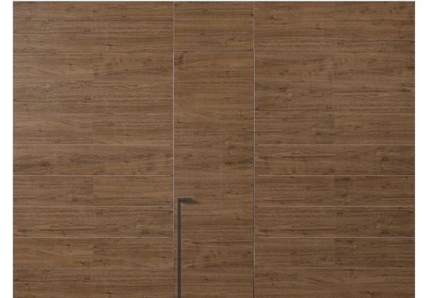 Панели для отделки стен Стеновая панель в древесной отделке Орех умбра матовый. Цвет Орех умбра матовый. Материал Шпон НатурВуд. Коллекция Древесные отделки. Картинка.