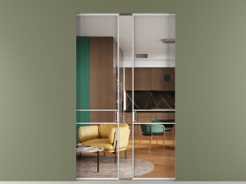 Алюминевая перегородка АЛПР 040.02 МБЛ Crystalvision. Цвет Алюминий белоснежный. Материал Алюминий в эмали. Коллекция Перегородка Formato скрытый пенал двустворчатая. Картинка.