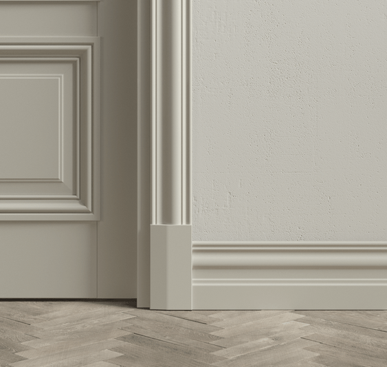 Плинтус Плинтус Высокий классический. Цвет Бук тёплый серый. Коллекция Плинтус Высокий классический. Картинка.