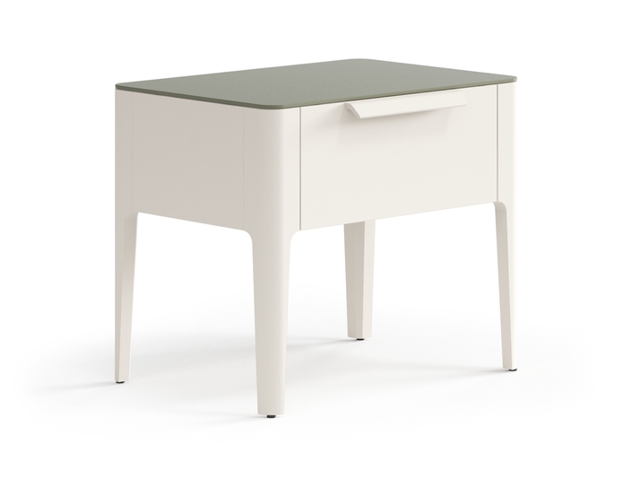 Мебель Тумба прикроватная Piega 1 ящик. Цвет Матовый облачно-серый. Материал Гладкая эмаль. Коллекция Тумба прикроватная Piega 1 ящик. Картинка.