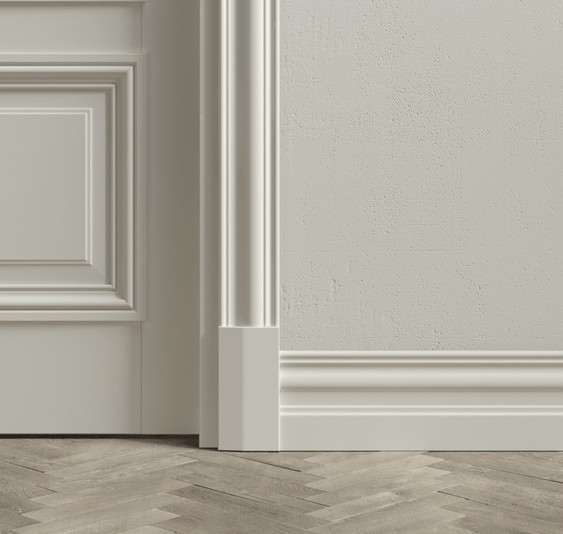 Плинтус Плинтус Высокий классический. Цвет Бук светло-серый. Коллекция Плинтус Высокий классический. Картинка.